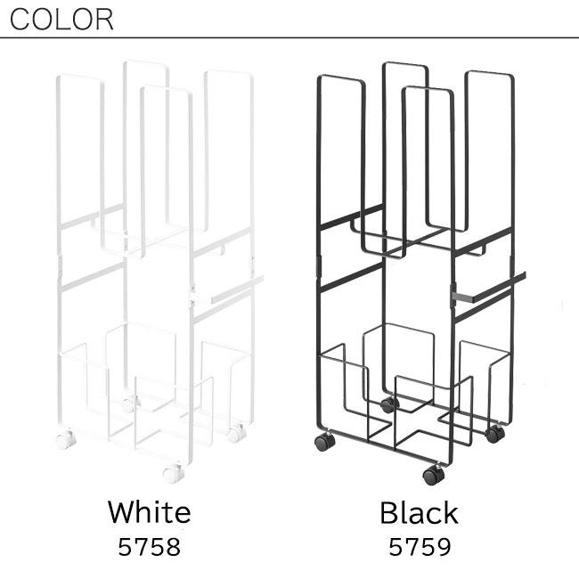 ダンボール＆新聞ストッカー タワー 山崎実業 tower ホワイト ブラック 5758 5759/ 収納ワゴン マガジンラック ラック 古新聞 雑誌 yamazaki ヤマジツ[MM1]｜semagasin｜02