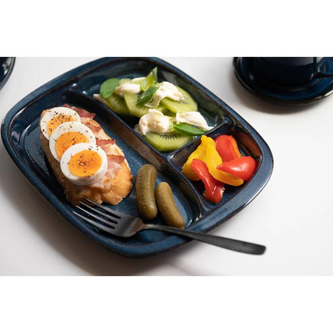 美濃焼 北欧ブルー 深ブルー ランチプレート / 仕切り皿 仕切皿 ワン