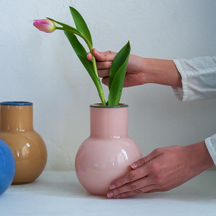 FOB COOP ヴィンテージ アルミ製 花器 フラワーベース AXCIS（アクシス） フラワーベース COLO ガラスベース M 花瓶 一輪挿し