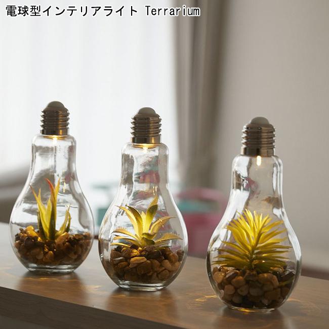 電球型インテリアライト Terrarium テラリウム 選べる3種類 テーブルライト 照明 間接照明 卓上 インテリア ライト 電球 観葉植物  グリーン おしゃれ かわいい :072-1001:Se-マガザン - 通販 - Yahoo!ショッピング