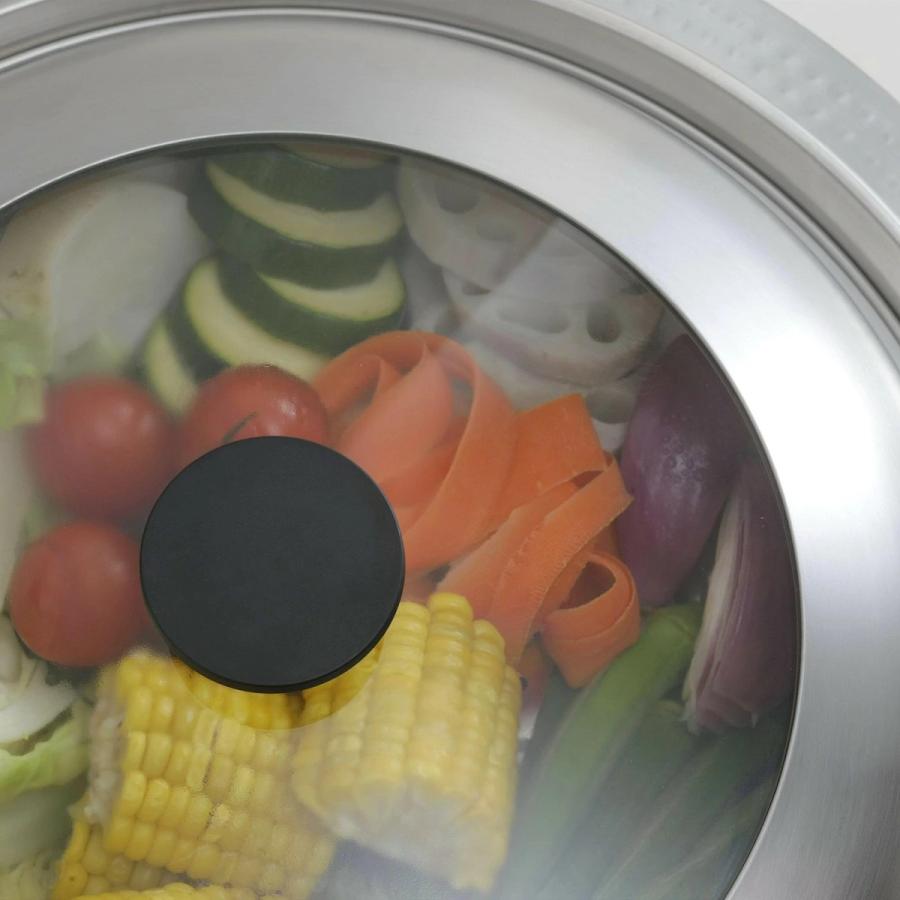 下村企販 卓上鍋 30cm 継ぎ目のないステンレス卓上鍋 蓋付き 蒸し皿