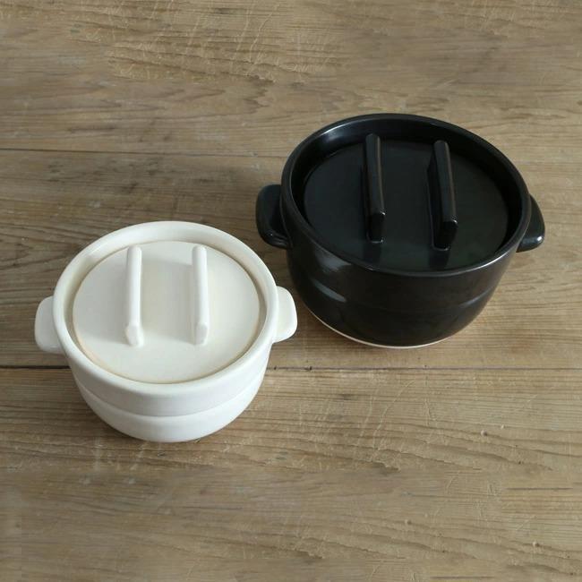 かもしか道具店 ごはんの鍋 2合 白 黒 耐熱陶器 3合 土鍋 ご飯 炊飯鍋