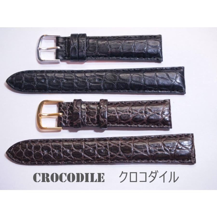 マットクロコダイル 時計ベルト 18ミリ（16ミリ尾錠） ブラック