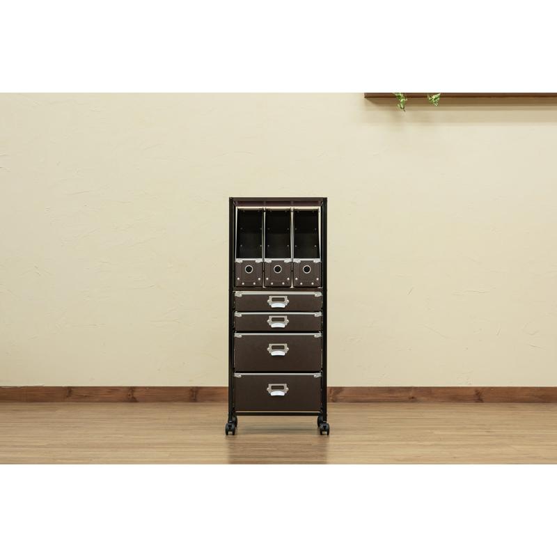 サカベ Popan 収納チェスト 5段 ファイルBOX BK/BR/RD/WH 送料無料
