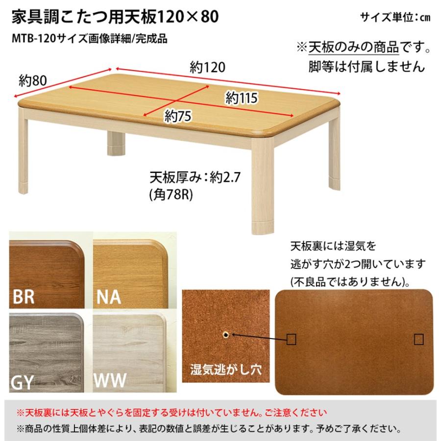 サカベ 家具調こたつ用天板 こたつ天板のみ長方形 交換用 120×80