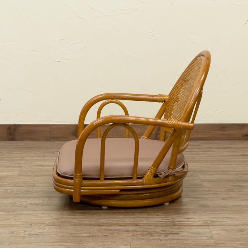 座椅子 回転座椅子 ラタン ロータイプ BR/HN 送料無料 im13 ラタン