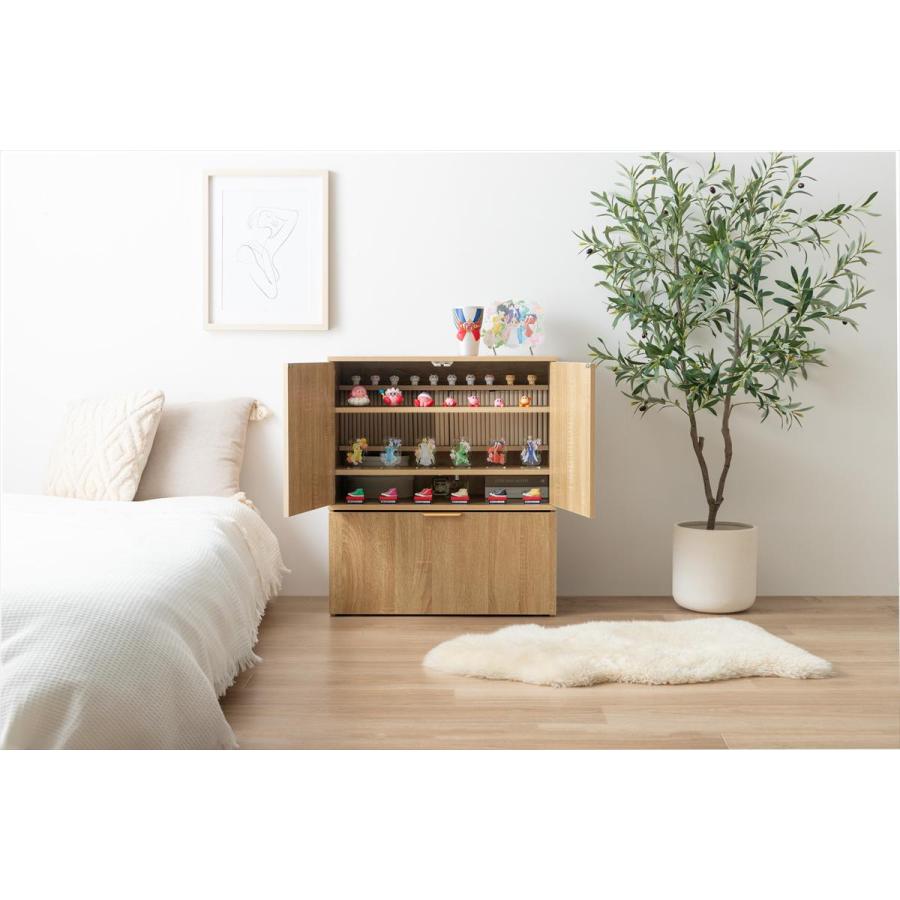 お買得品】 キャビネット 幅70cm Lekis 収納ワゴン付きキャビネット
