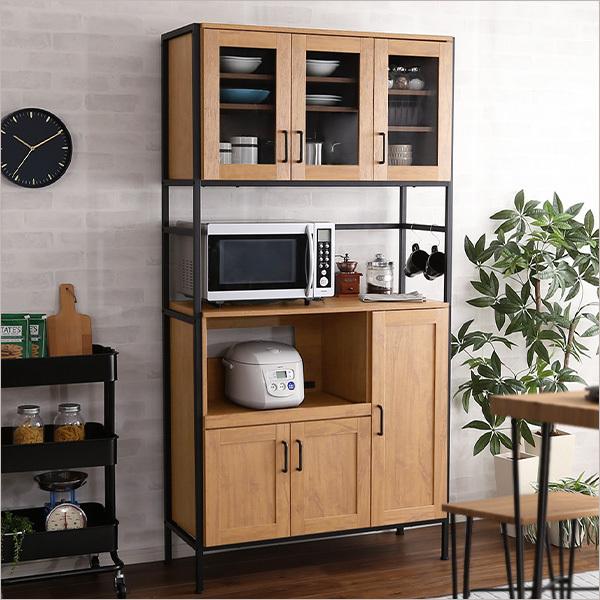 【新品未開封】ホームテイスト　ヴィンテージ食器棚GCK-1890 ウォールナット ホームテイスト（HOME taste） ヴィンテージ食器棚 【GREACK-グリック