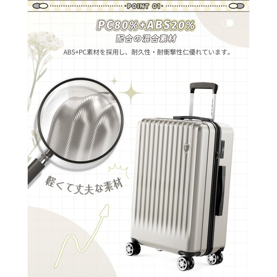スーツケース キャリーケース 機内持ち込み ストッパー付き s M Lサイズ 2泊3日 キャリーバッグ 耐衝撃 超軽量 大型 静音 TSAロック New Trip 海外旅行 出張 | New Trip | 16