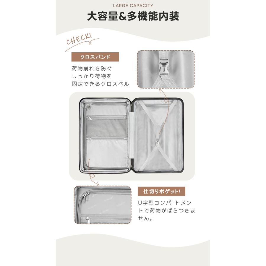 L キャリーケース ストッパー付き スーツケース 前開き カップホルダー TSA スーツケース Sサイズ Mサイズ Lサイズ フロントオープン 1年保証 3点