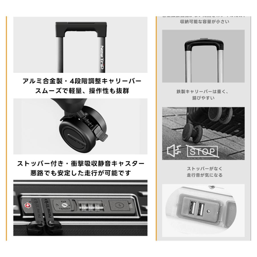 New Trip スーツケース フロントオープン キャリーケース 機内持ち込み