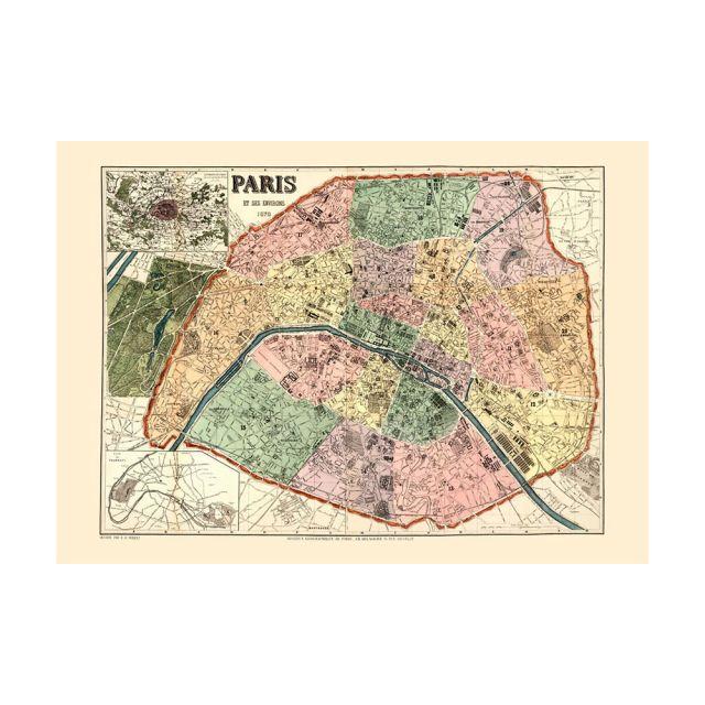 アートポスター フレーム付き 50×70cm Map of Paris  DYBDAHL デュブダールの画像