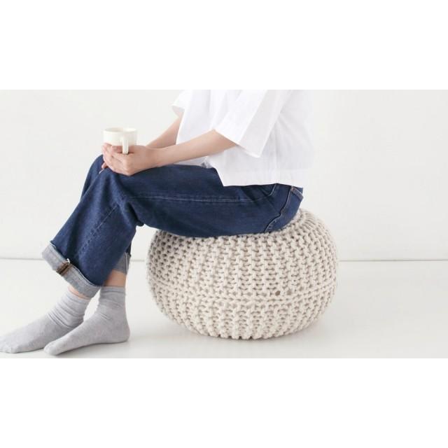 ニットプフL 50cm クッション オットマン ナチュラル Jasleen