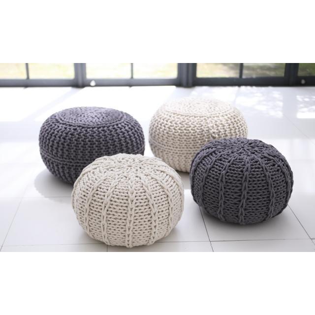 ニットプフS 40cm クッション オットマン ナチュラル  Jasleen Overseas ジャスリーン・オーバーシーズの画像