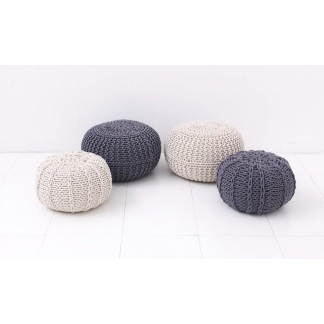 ニットプフS 40cm クッション オットマン ナチュラル  Jasleen Overseas ジャスリーン・オーバーシーズの画像