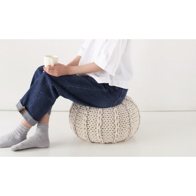 ニットプフS 40cm クッション オットマン ナチュラル  Jasleen Overseas ジャスリーン・オーバーシーズの画像