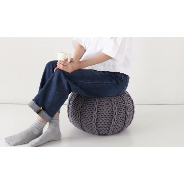 ニットプフS 40cm クッション オットマン ニュートラルグレー  Jasleen Overseas ジャスリーン・オーバーシーズの画像