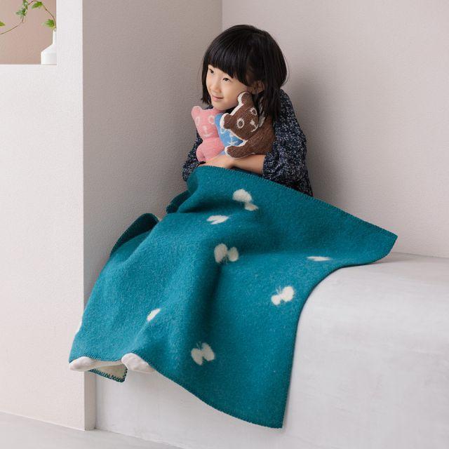 KLIPPAN ウール ミニブランケット CHOUCHO 90×65 ウール ミニブランケット 65×90cm CHOUCHO ブルーグリーン KLIPPAN