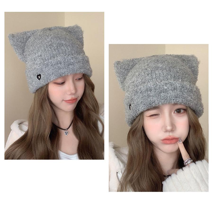 ニット帽 猫耳 帽子 ねこ耳 ニット ニット帽子 ニット帽 耳付き レディース 防寒 帽子 冬 シンプル ロング ニット帽 のびのびフリーサイズ 厚手 y6 |  | 09