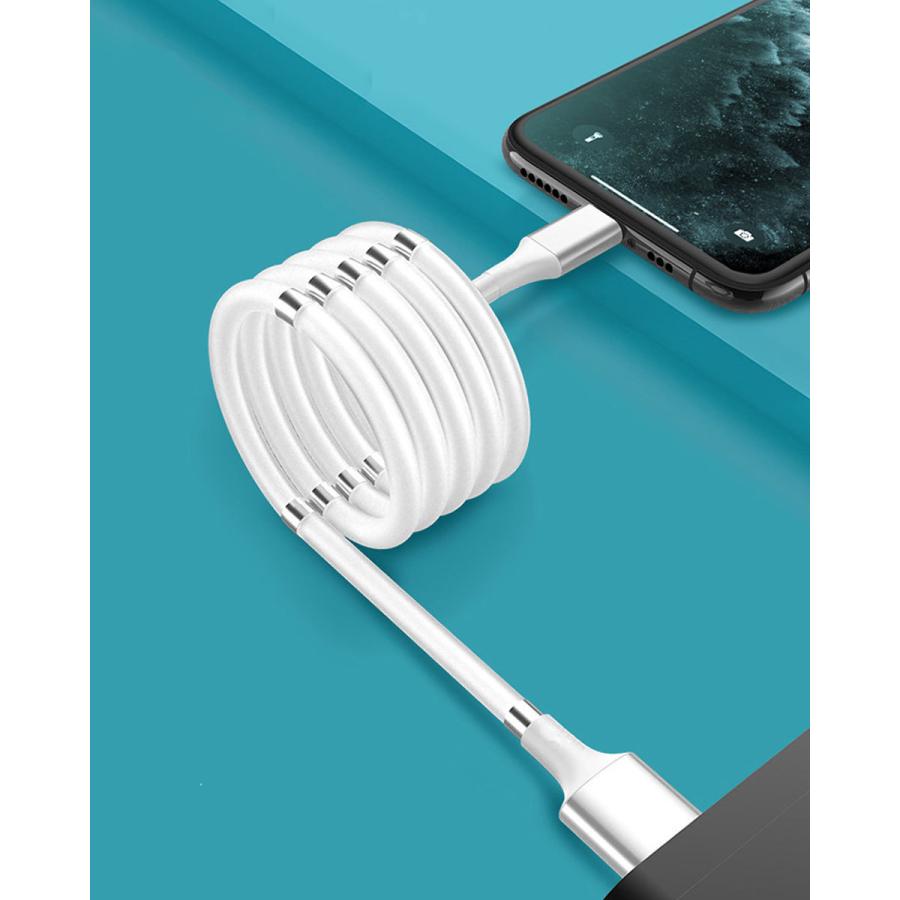 充電ケーブル マグネット iPhone 1m タイプC Type-c 巻き取り android