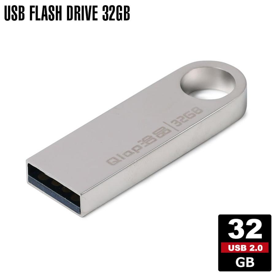 USBメモリ 32GB USB2.0対応 usbメモリ 小型 シルバー 亜鉛合金 USBメモリー ストラップホール 外付け パソコン メモリースティック フラッシュメモリ y2｜senastyle