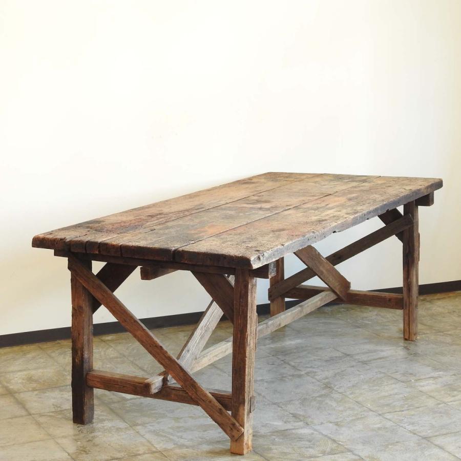ふるい木味 重厚なワークテーブル 作業台 無垢材 カウンター 机 Hk A