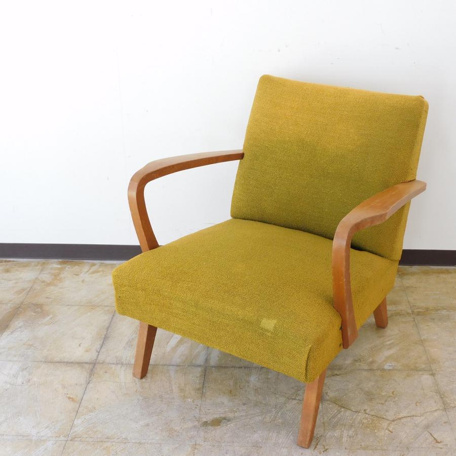 オーク材 モケット座面 1Pソファ・アームチェア HKa03515 / スツール 椅子 楢 無垢材 イージーチェア 検カリモク マルニ