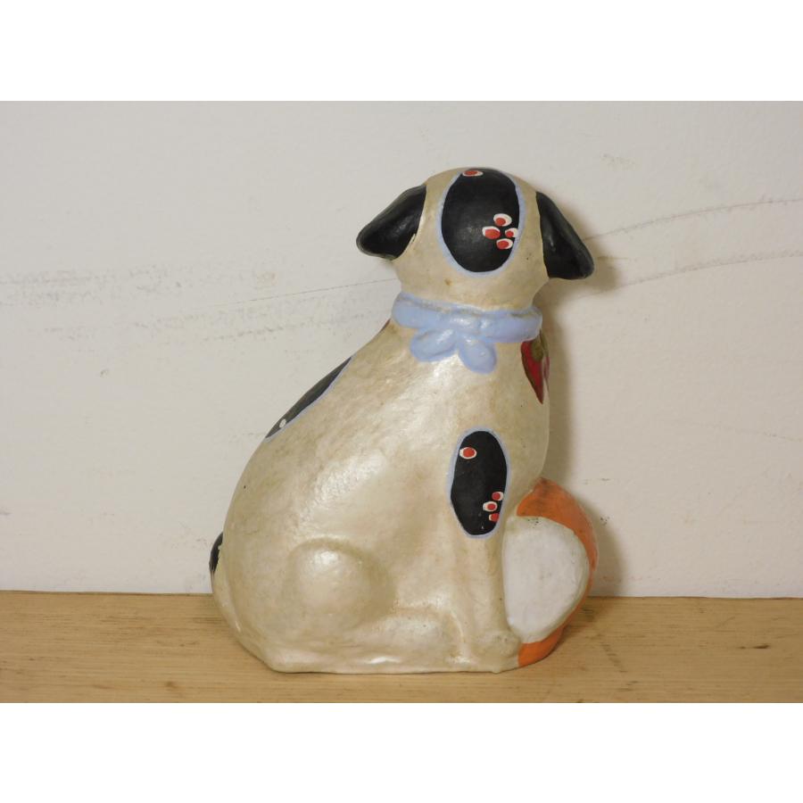 古い 磁器人形 犬 郷土人形 民芸 古道具 アンティーク 佐土原土人形 犬 5代目窯元 岩切和子 作 郷土玩具 宮崎県