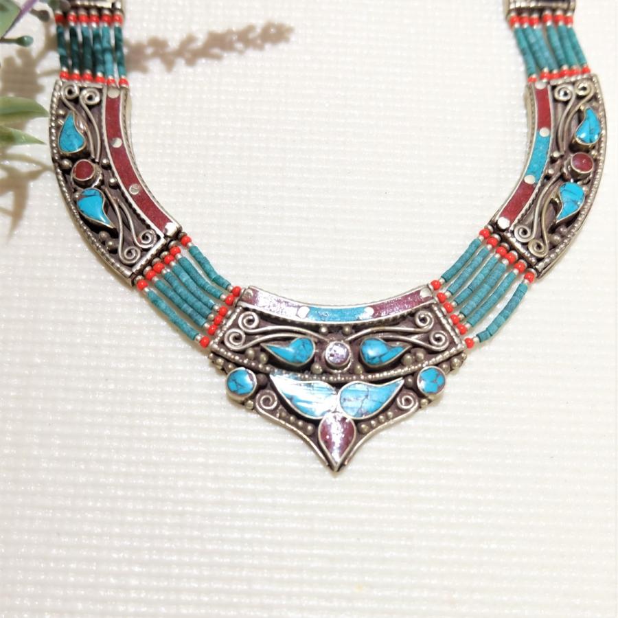 トルコ製 宝飾品 オスマン トルコ石 瑪瑙 ビンテージ ネックレス  