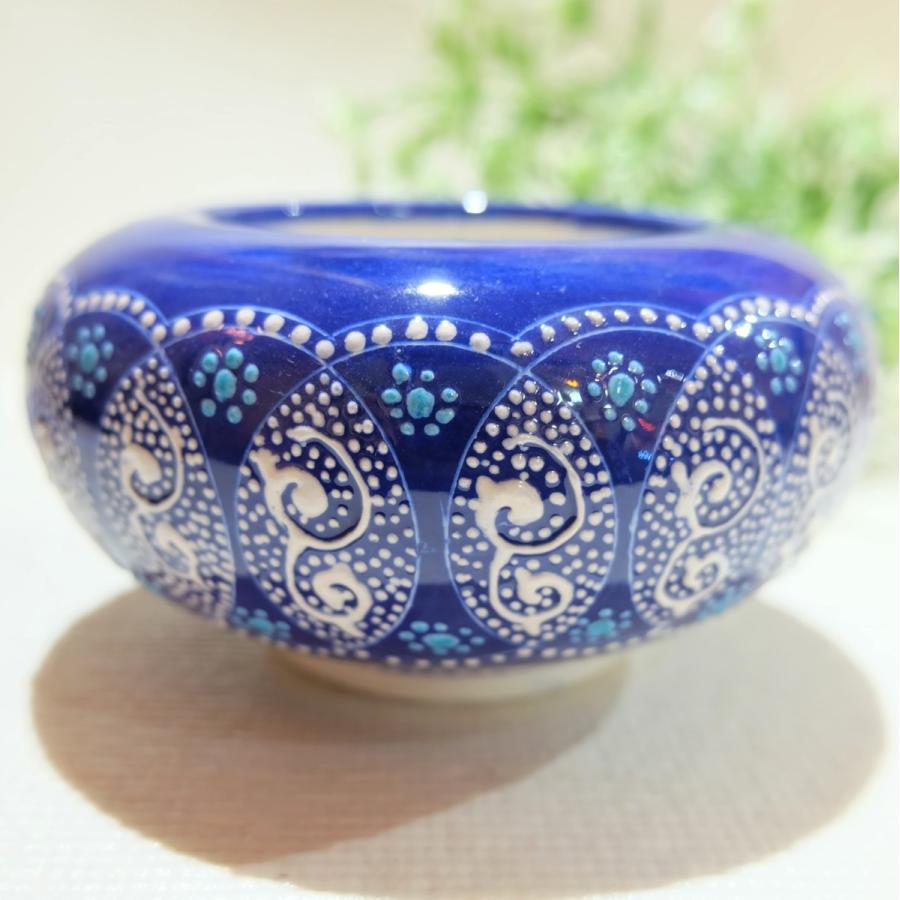 トルコ陶器 置き物 菓子器 トルコブルー ハンドメイド 結婚 新築