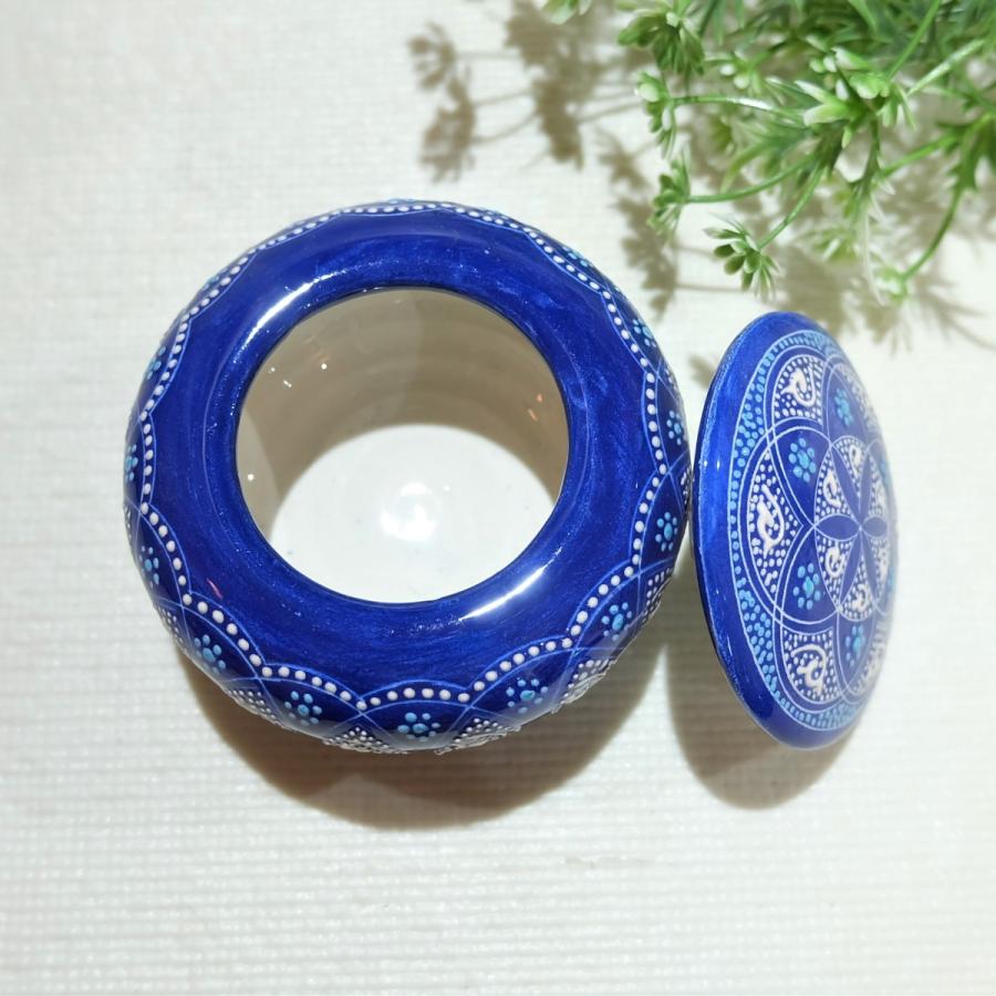 トルコ陶器 菓子器 トルコブルー ハンドメイド 小物入れ 結婚・新築・記念品・インテリア 母の日・父の日・敬老の日プレゼントNO12の画像