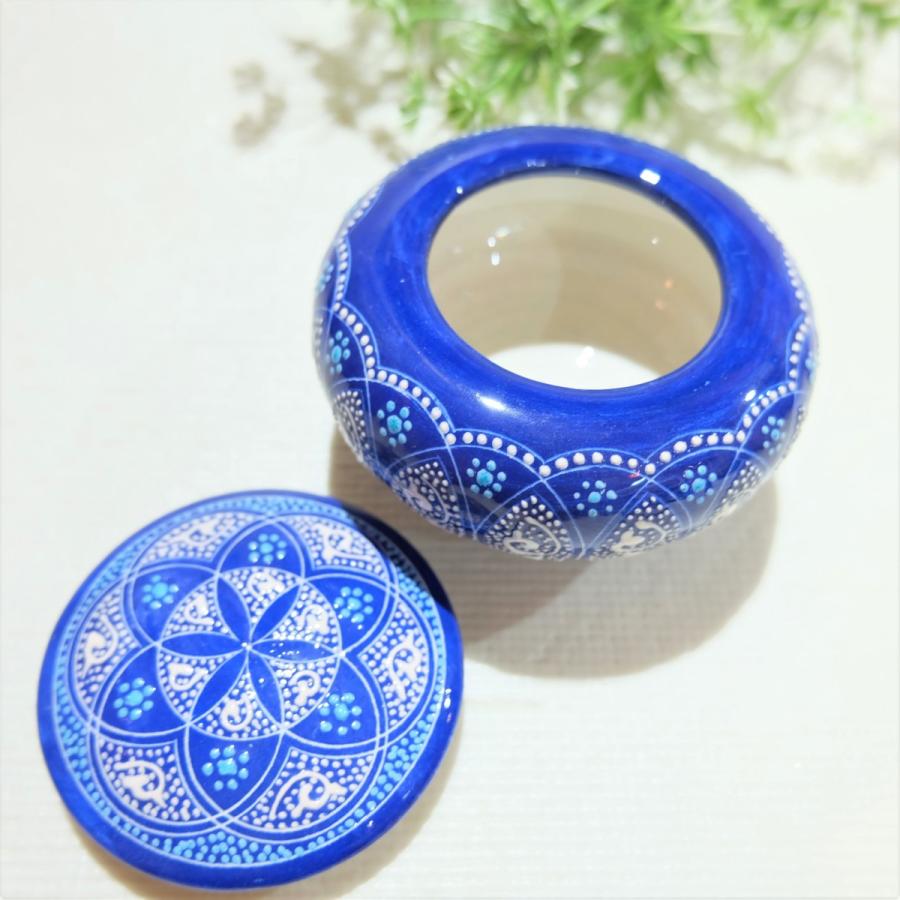 トルコ陶器 菓子器 トルコブルー ハンドメイド 小物入れ 結婚・新築・記念品・インテリア 母の日・父の日・敬老の日プレゼントNO12の画像