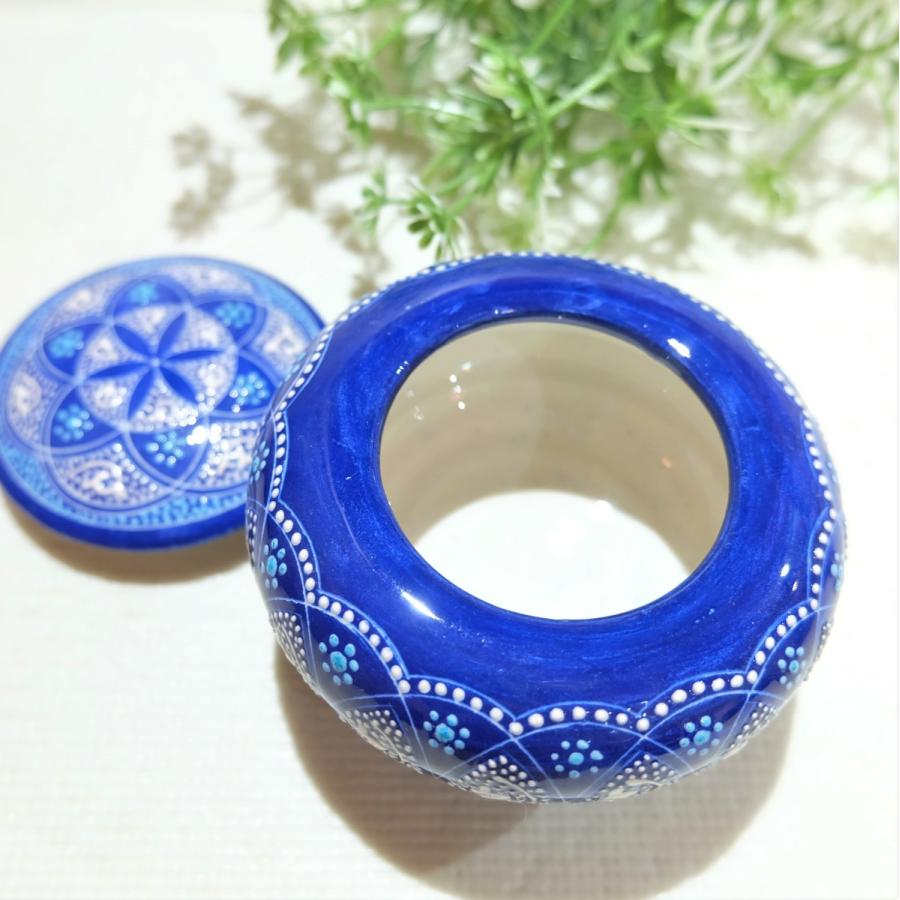 トルコ陶器 菓子器 トルコブルー ハンドメイド 小物入れ 結婚・新築・記念品・インテリア 母の日・父の日・敬老の日プレゼントNO12の画像
