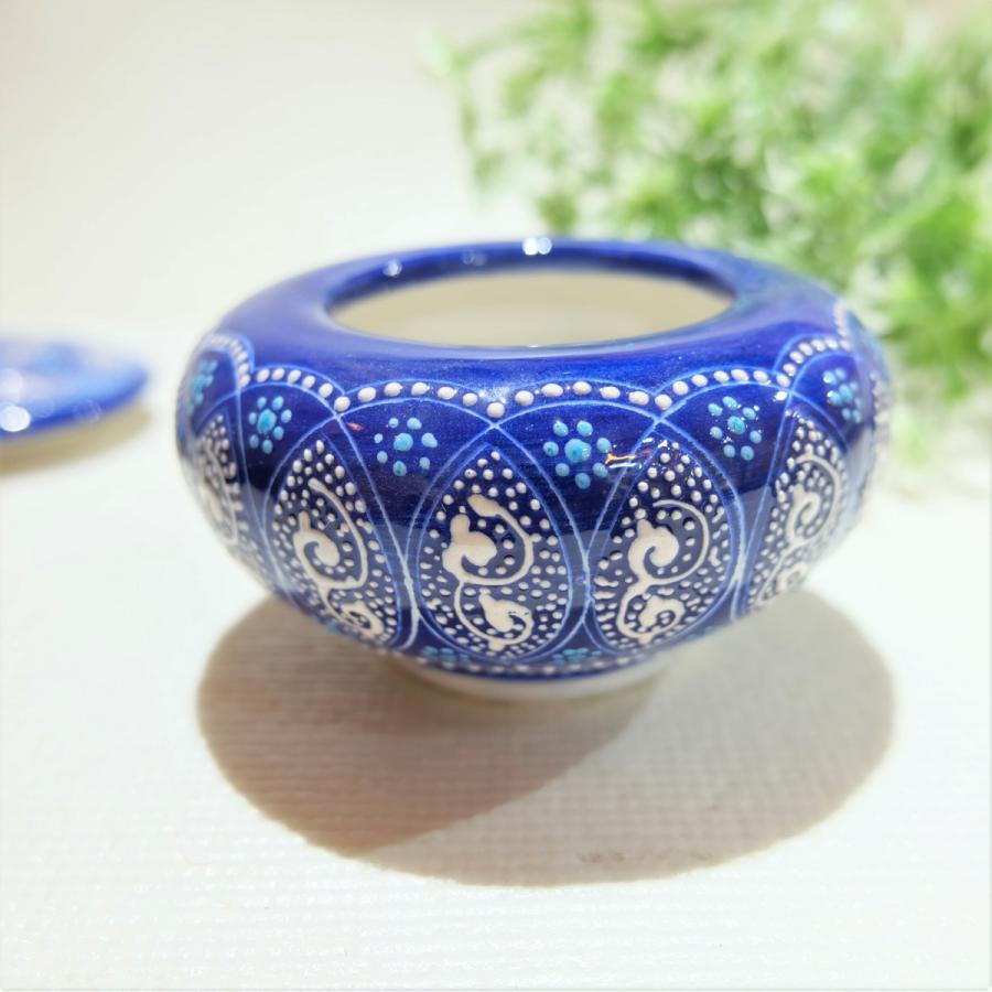 トルコ陶器 菓子器 トルコブルー ハンドメイド 小物入れ 結婚・新築・記念品・インテリア 母の日・父の日・敬老の日プレゼントNO12の画像