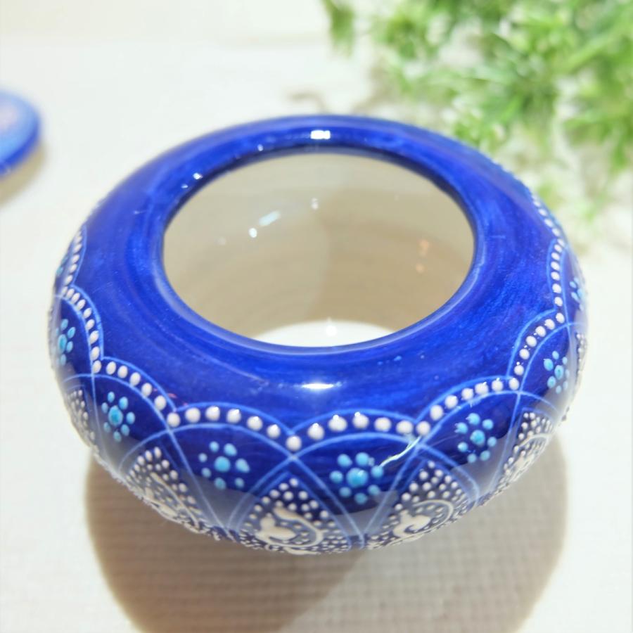 トルコ陶器 菓子器 トルコブルー ハンドメイド 小物入れ 結婚・新築・記念品・インテリア 母の日・父の日・敬老の日プレゼントNO12の画像