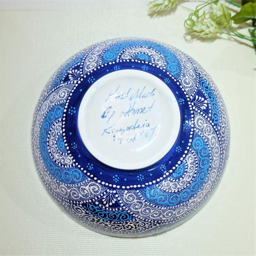 トルコ陶器 大鉢 トルコブルー ハンドメイド 結婚・新築・記念品