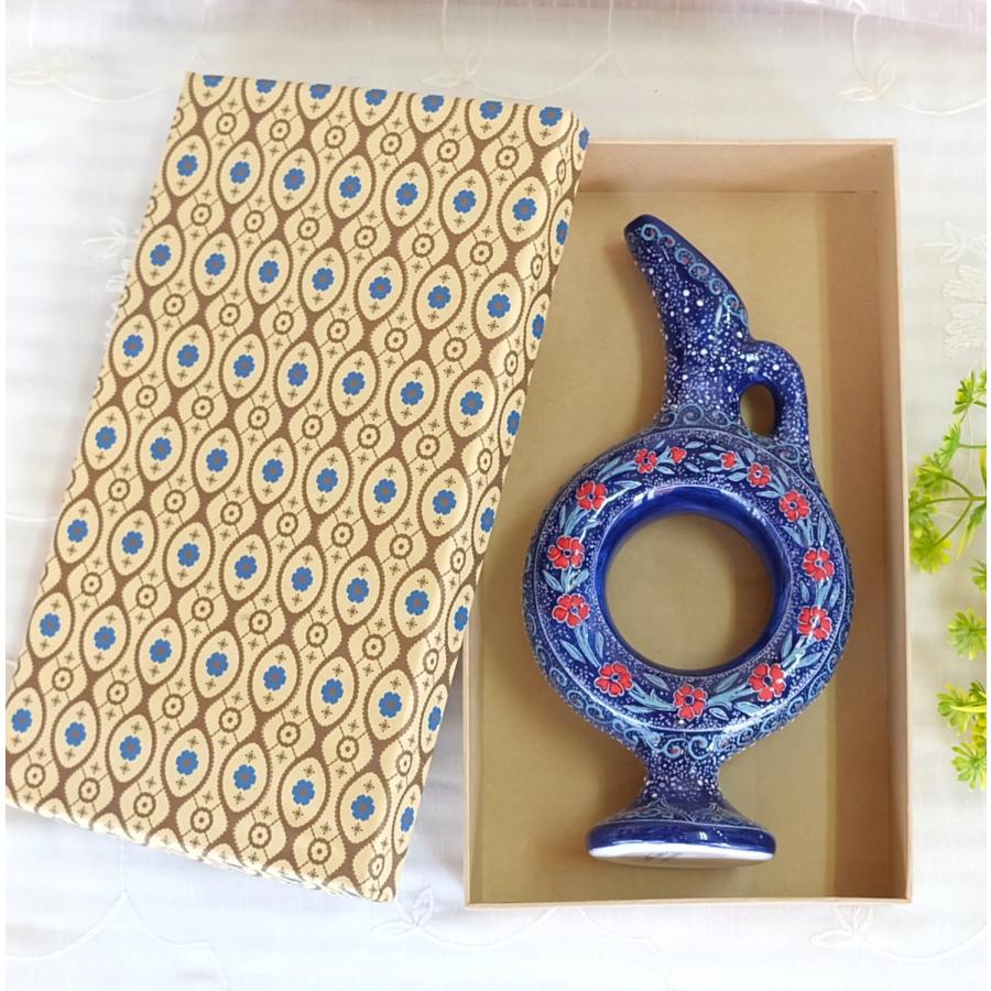 トルコ陶器 ワイン トルコブルー ハンドメイド 新築・結婚・誕生日