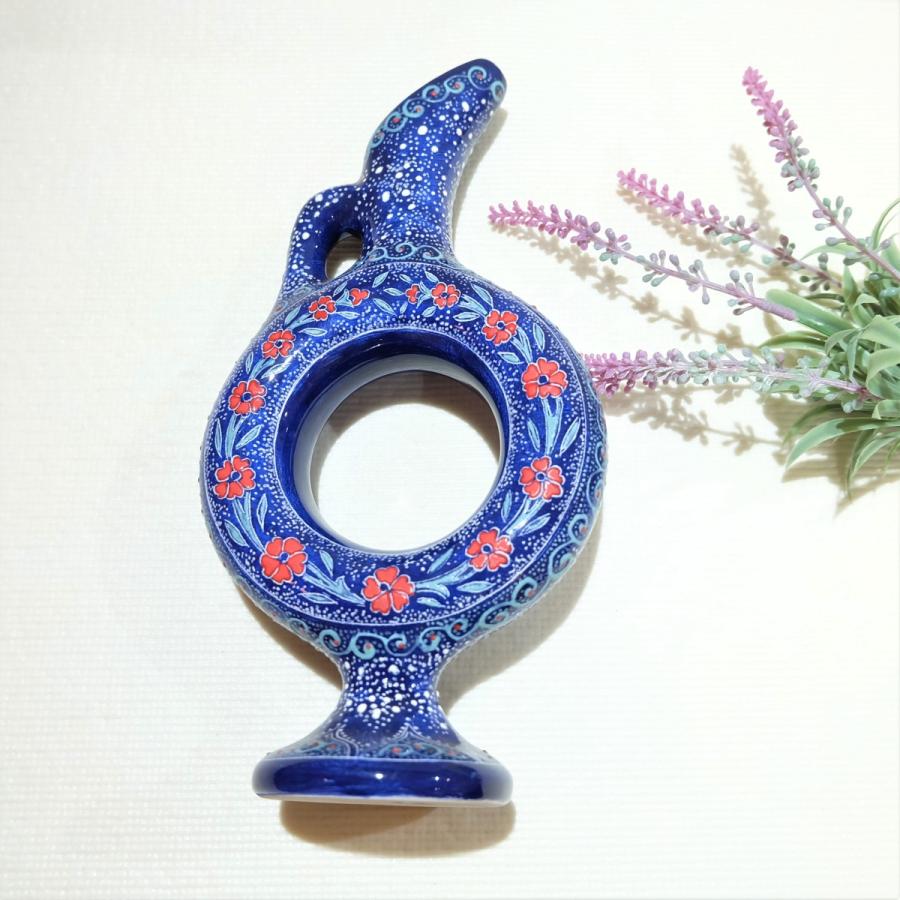 香合　トルコブルー　女流陶芸家　手作り　ハンドメイド　ブルーアート　陶器　小物入 sendaiturcohandmade_42533-tu-51