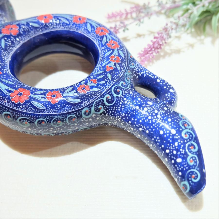 香合　トルコブルー　女流陶芸家　手作り　ハンドメイド　ブルーアート　陶器　小物入 sendaiturcohandmade_42533-tu-020
