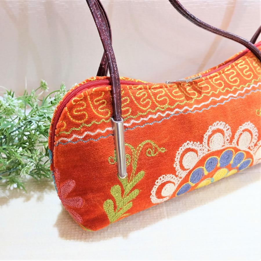 スザンニ スザニ 刺繍 可愛い ハンドメイド ウズベキスタン オレンジ