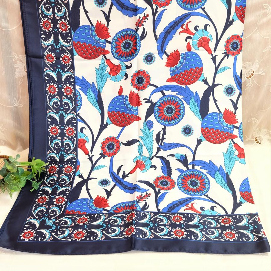 トルコ製 ブルサ シルク スカーフ エキゾチック 花柄 軽い おしゃれ