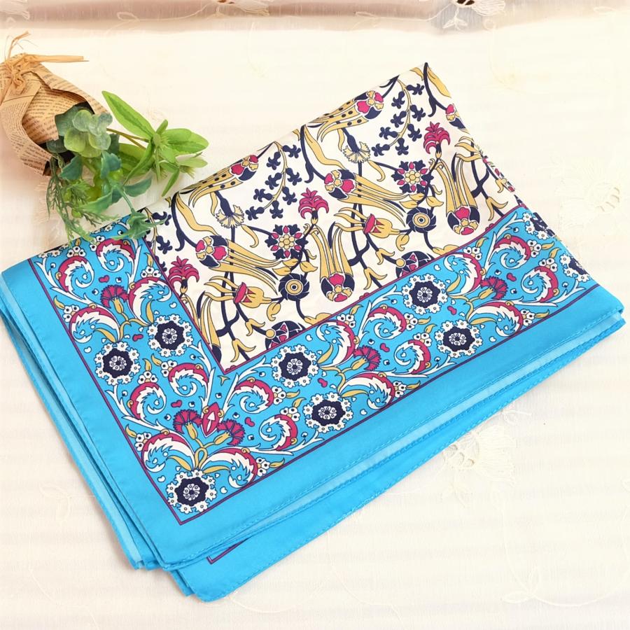 トルコ製 ブルサ シルク スカーフ エキゾチック 花柄 軽い おしゃれ