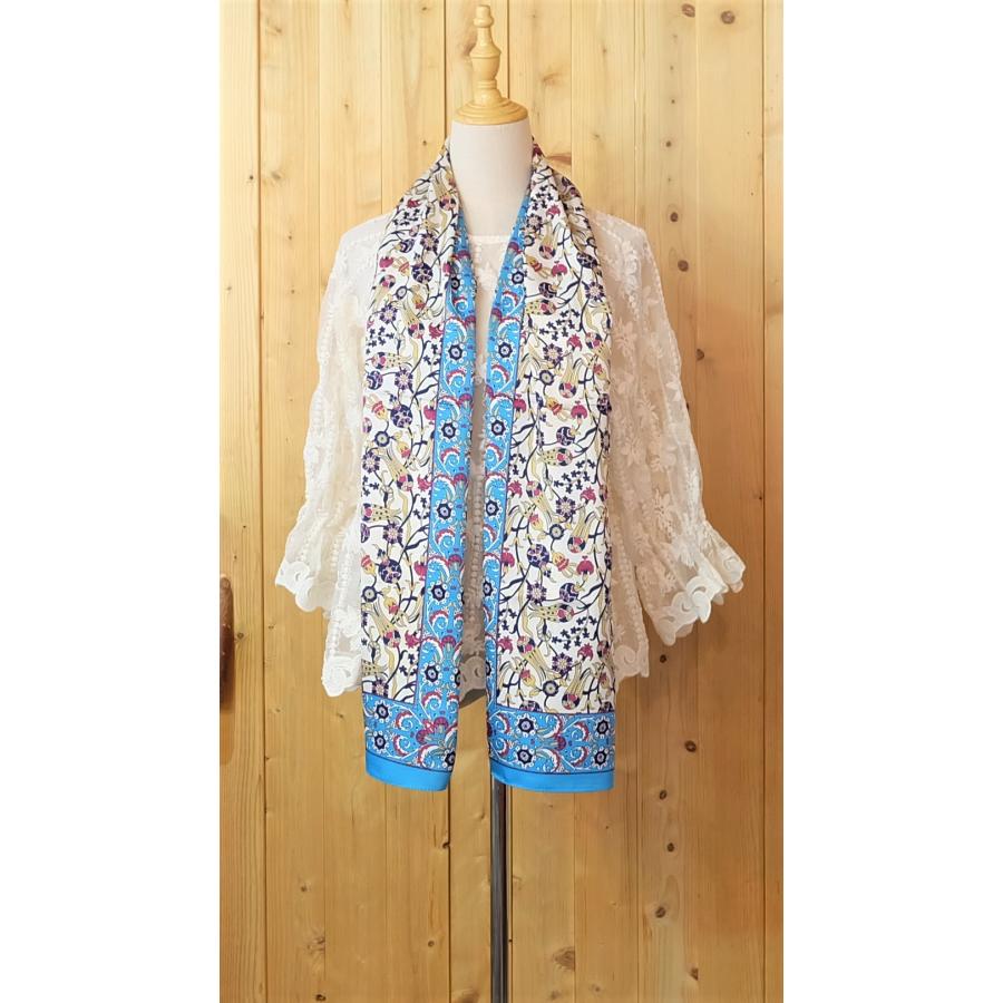 トルコ製 ブルサ シルク スカーフ エキゾチック 花柄 軽い おしゃれ