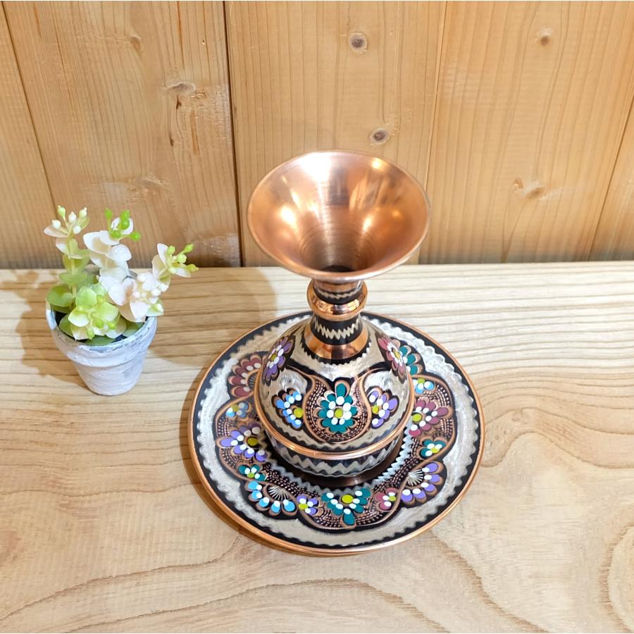 トルコ雑貨 銅製品 壺 インテリア 小物 エキゾチック 飾り物 綺麗 花柄