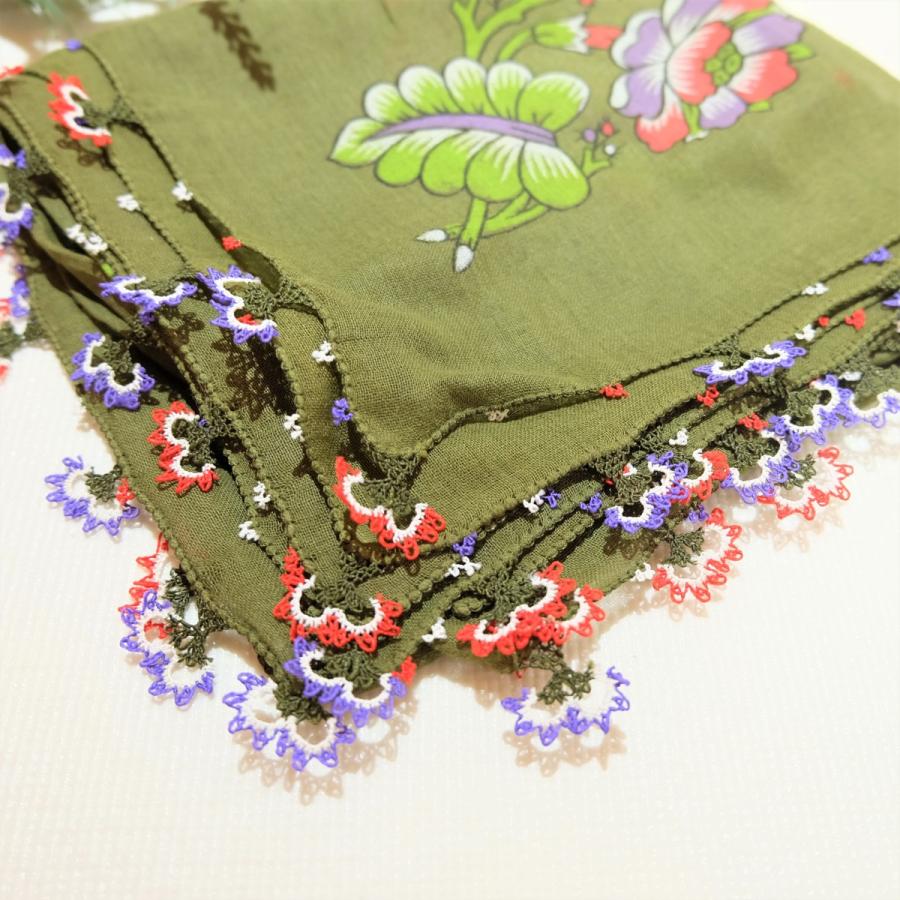 トルコ オヤ OYA イーネオヤ ビンテージ スカーフ 可愛い 花 モチーフ