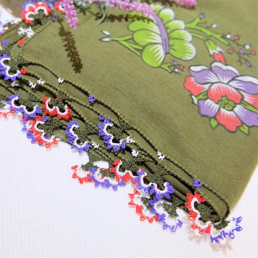 トルコ オヤ OYA イーネオヤ ビンテージ スカーフ 可愛い 花 モチーフ