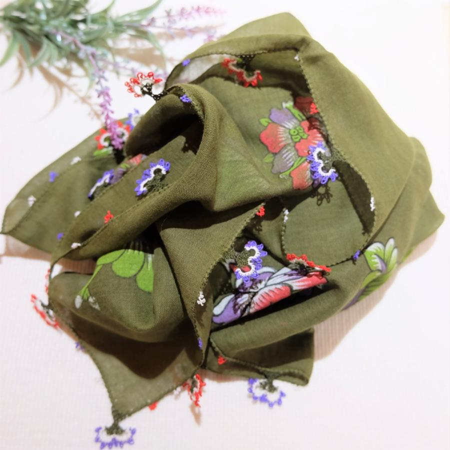 トルコ オヤ OYA イーネオヤ ビンテージ スカーフ 可愛い 花 モチーフ