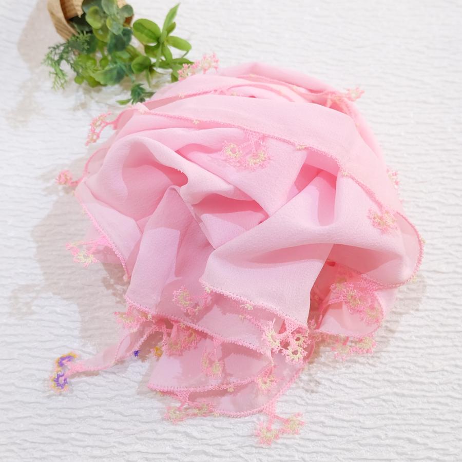 縫い針 イーネオヤ ネックレス トルコ刺繍 ピンク花 ネックレス ピアス