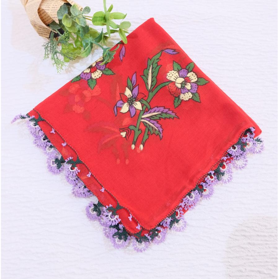 トルコ オヤ OYA イーネオヤ ビンテージ スカーフ 可愛い 花 モチーフ