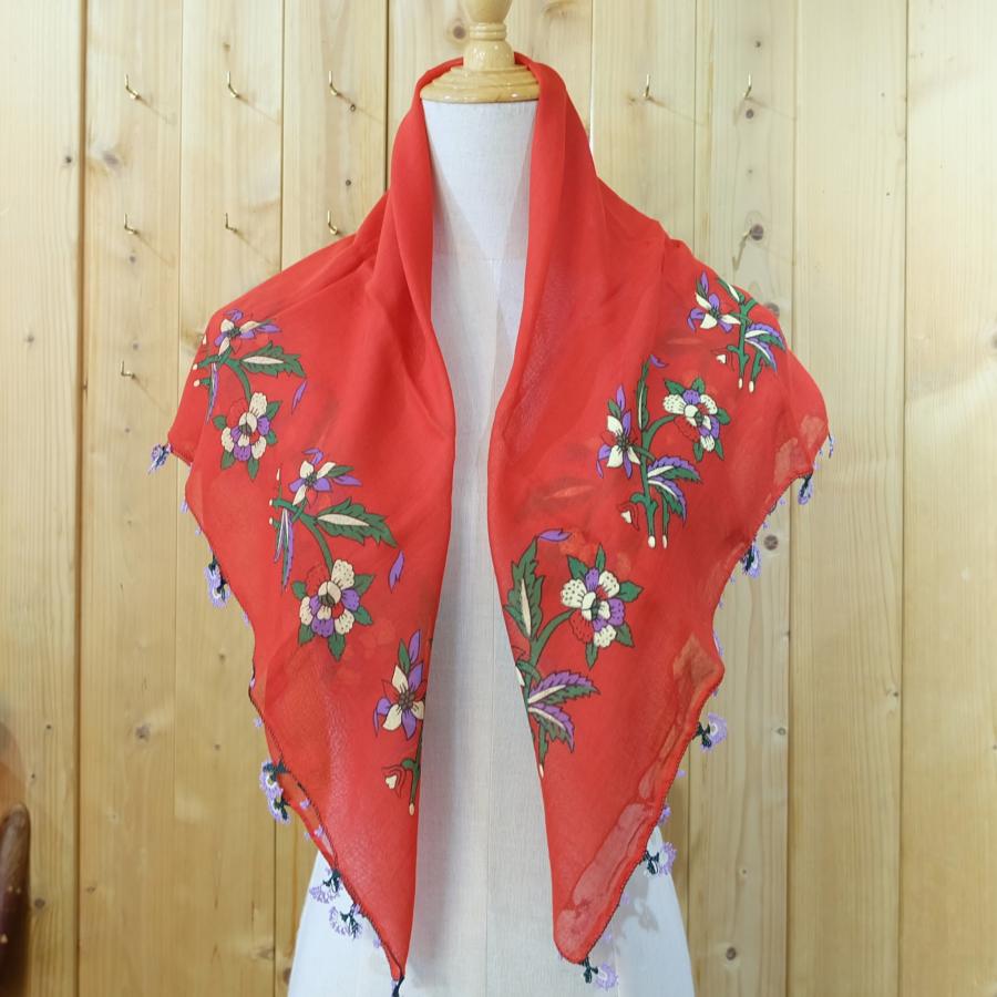 トルコ オヤ OYA イーネオヤ ビンテージ スカーフ 可愛い 花 モチーフ